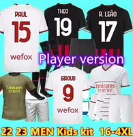 22-23 IBRAHIMOVIC SOCCER JERSEYS 19 Champions fans Player 2022 2023 Giroud Tonali Florenzi Theo R.Leao Bennacer Rebic Romagnoli Men Kids Kits Sock Set Football Shirt