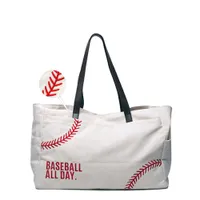 Klassiska sidfickor Baseballpåse stor kapacitet vit-baseball resväskor duk shopping handväska team tillbehör tote dom1477