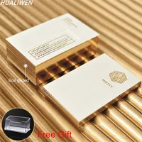 100pcs spersonalizowana wysokiej jakości złota folia podwójna drukowanie wizytówki 9054 mm 220711