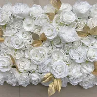 Белое золото 3D цветочная настенная панель -бегун Свадебная мастерская шелковая роза Пион свадебный фон