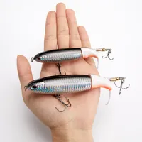 1 Pcs 10cm/11cm/14cm Topwater Fishing Lures Whopper Popper Artificial Bait Hard Plopper Soft Rotating Tail Fishing Tackle