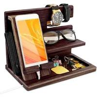 Cell Phone Mounts & Holders Wooden Docking Station Wallet Stand Watches Purse Holder Desk Organizer243P3071