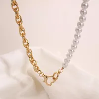 Chains Chunky Pearl Chain Choker Necklace Metal Gold Plated Heart Charm Link For Women Girls Trendy Jewelry GiftChains