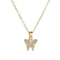 Collares colgantes de moda damas acero inoxidable mariposa mariposa crestal collar de diamantes joyas novias de bodas aniversario de regalo
