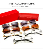 Man Carti Glasses Designer óculos de sol mulheres Moda Moda sem moldura Coating Buffalo Horn Sunglass UV400 Evidência Epide