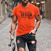 Мужские футболки построить бренд мужская круглая шея сплошная одежда DIY ваш логотип основные утолщенные вырезы