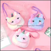 محفظة الرسوم المتحركة Kids Shoder Bag Soft Soft Plush Coin Wallet Doll Doll Toys Girls Messenger Bags 3 Colors Drop Deliver