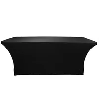 4ft 6ft 8ft Black White Lycra Stretch Banquet Table Cloth Salon Spa Tovandes Factory Messaggio Trattamento Spandex Tabella Copertina Y200297J