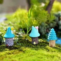 9pcs Lot Mini Tree Pilz Haus Miniaturharzhandwerk Figuren Fairy Garden Micro Landschaftsbau Dekor Home Dekoration Accessoires299s