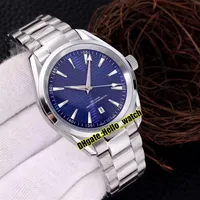 Дешевая новая Aqua Terra 150M 220 10 41 21 03 001 Автоматические мужские часы Смотрите синий набор текстуры Серебряные руки A2813 Браслет из нержавеющей стали W299J