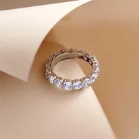 S925 Silver Charm Punk Band Ring со всеми блестящими бриллиантами в размере 20 дюймов для женщин свадебные украшения.