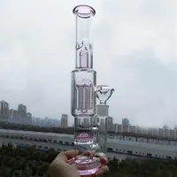 Pink Pipes Glass Water Bong Rig Honeycomb Perc Recycler Straight Beaker Smoking Pipe Hookah Whole In Stock213O