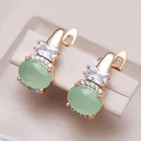 Dangle & Chandelier Kinel Emerald Oval Cut Zircon With 585 Rose Gold Drop Earrings All Matching Daily Luxury Women Jewelry 2022 DesignDangle
