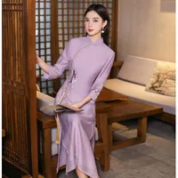 Ethnic Clothing Elegant Loose Cheongsam Dress Female Costume Skirt Chinese Style Retro Young Daily Temperament Improved Dresses For WomenEth