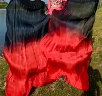 Scen Wear Rainbow Belly Dance Silk Fan Veils Bellydance Costume Accessory Bamboo Long Floading Fans For Kids AdultStage