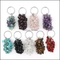 Key Rings Jewelry Healing Crystal Grape Chain Mticolored Cluster Dangle Handmade Wire Wrapped Chip Tumble Stone Gemstone Dh2Yd