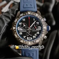 Endurance Pro 44 Miyota Quartz Cronógrafo Men's Watch X82310D51B1S1 Aço PVD Todos os marcadores de grande número preto marcadores de borracha azul 289H