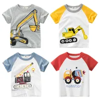 2-10y Cartoon Print Baby Boys T-shirt voor Summer Infant Girl graafmachine T-shirts korte mouwen Kinderkleding Peuter katoenen tops 1164 E3