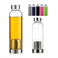 Transparente 500 ml Glasgetränkeflasche mit Tee -Infusersieb und Schutzhülle B0601X08