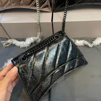Designer Bolsa de lixo Classic Mini City Hourgass esmagar sacos de corrente feminino Luxo preto branco pequeno ombro de ombro de ombro Bolsas de c￢mera C￢mera Bolsa