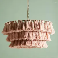 Lustres nordiques coton coton pavan de lustre concepteur créatif suspendu bohème lustres penderes pour le salon lampe de la chambre à coucher