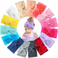 15pcs Baby Girls Pałąk głowicy Big Multi kolorowe szyfonowe łuki Flower Bows Soft Elastyczne opaskę dla niemowląt 220708