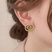 Brand Designers Ear Studs pierce Fashion Womens Double G Letter Stud Gold 24k Simple Luxurys Retro Earrings For Woman designer jewelry 2 pairs clear studded with box