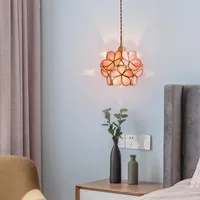 Pendant Lamps Modern Creative Colored Petal Glass Chandelier Corridor Bedroom Headlamp Simple LED Luxury Copper ChandelierPendant