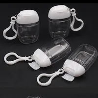 30ML Hand Sanitizer Bottle With Key Ring Hook Clear Transparent Plastic Refillable Containers Travel Bottles Whole a08235a