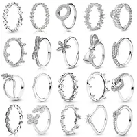 Yeni Popüler 925 Sterling Silver Ring Boş Aşk Bow Çiçek Partisi Vermikülit Pandora Bayan Jewelry Moda Aksesuarları Hediye