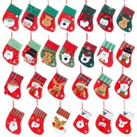 Polyester Christmas Stockings Christmas Eve Gift Holders Tree Pendant Small Candy Presentväska L220708