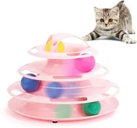 Cat Toys 4 Layer Tower Toy Kitten Turntable With Balls Tracks Interactive Pet For Cats Intelligence Training Accessories