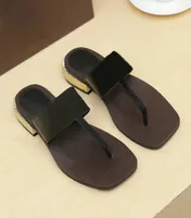 Tasarımcı Ayakkabı Kadın Rahat Terlik 100% Gerçek Deri Çevirme Sandalet Yaz Slaytlar Terlik Metal Zincir Terlik SZ 5 - 11 NO2