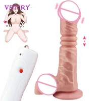 Vestito Vibratore telescopico Vibratore Dildo Telecomando Giocattoli Sexy per le donne Realistico Penis Masturbatore femminile Massaggio vagina