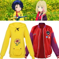 Studi da uomo tracce ohto ai rika kawai cosplay costume con cappuccio anime giallo fiore fiore meraviglia giacca priorità uovo