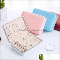 Nexy Boîtes de bijoux Boîtes de style coréen Afficher le cuir Grand grand miroir MTI-Fonction Collier Bague d'oreille pour 0118 Drop Livraison