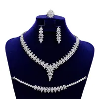 Kolczyki Zestawy biżuterii naszyjniki Hadiyana Classic Luxury Set for Women Charm Anniversary Gift CN1152 SCEARRINGS