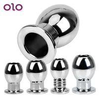 OLO Metal Enema Anal Plug Dilator Hollow Butt Stainless Steel Stretcher sexy Toys For Woman Men
