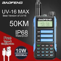 Walkie Talkie Baofeng UV16 MAX IP68 Impervenção a partir da prova d'água Rádio Tipo-C Usb Charger High Power Antenna VHF UHF Atualização UV5R Pro Plus