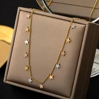 316l Stainless Steel Necklaces Fashion Upscale Jewelry Welding Three Colors Stars Charms Chain Choker For Women