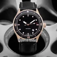 New Fifty Fathoms 50 Fathoms Bathyscaphe 5000-36S30-B52A Rose Gold Black Dial Automatic Mens Watch Nylon Leather Watches Puretime 286g