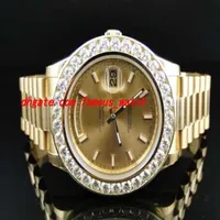 Stainless Steel Bracelet New Mens 2 II Solid 18 kt 41MM Diamond Watch Gold Dial 8 Ct Automatic Mechanical MAN WATCH Wristwatch202a