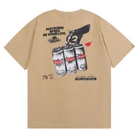 Męskie koszulki piwo list z drukiem Hip Hop vintaget-shirts