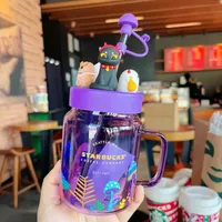 Den senaste 17.8oz Starbucks Glass Mug, Halloween Purple Starbucks Coffee Cup, stöder anpassad logotyp