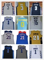 2022 College Basketball draagt ​​22 Anthony Yellow Top Mesh Basketball Jerseys Shirts Tops 15 Carter 0 Westbrook 3 Wade Raul 2 Sexton Iverson 21 Duncan 15 Walker White