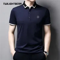 Summer Men Polo Shirts Short Sleeve Solid Male Casual Shirt High Quality Viscose Filament Men s Clothing Leisure Polos AG208 220614