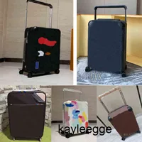7A quality spinner brown suitcases travel luggage horizon 55 men womens flower printing suitcase trunk bag universal wheel duffel rolling GAV7