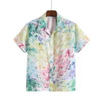 2022SS 패션 하와이 플로럴 프린트 비치 셔츠 남성 디자이너 실크 볼링 셔츠 캐주얼 셔츠 남자 여름 짧은 소매 느슨한 드레스 셔츠