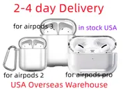 AirPods Pro Air Podsのヘッドフォンアクセサリー3ソリッド透明なTPUかわいい保護イヤホンカバーアップルワイヤレス充電ボックスショックプルーフケースUSA