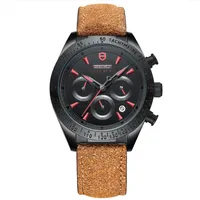 Montre-bracelets déplace jamais le chronographe sportif masculin Luxury Lital Business Style Multifonctional En cuir réel Nail Quartz Watchwristwatches